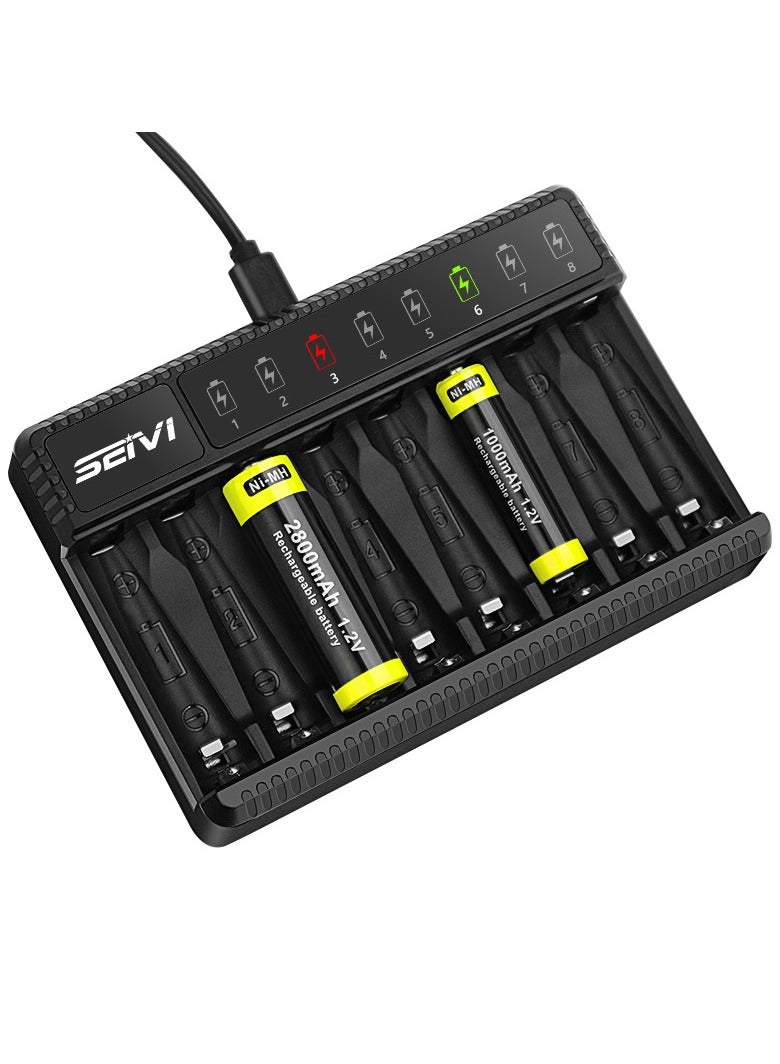 SEI SW-8N USB 8 Slot Multifunctional Smart Battery Charger for AA/AAA D/C Type 5/7 Rechargeable Batteries - Image 2