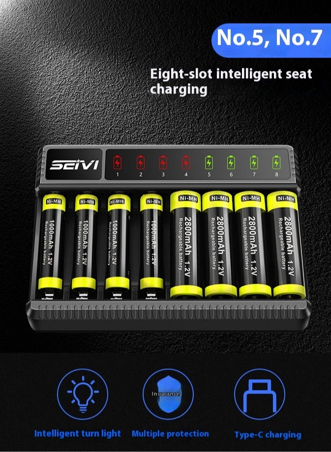 SEI SW-8N USB 8 Slot Multifunctional Smart Battery Charger for AA/AAA D/C Type 5/7 Rechargeable Batteries - Image 3
