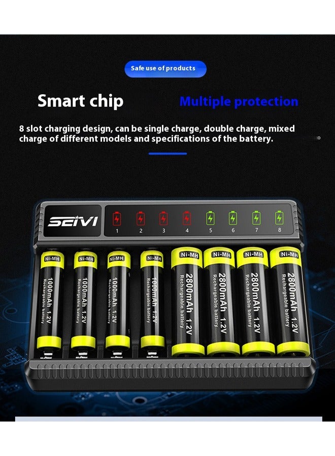 SEI SW-8N USB 8 Slot Multifunctional Smart Battery Charger for AA/AAA D/C Type 5/7 Rechargeable Batteries - Image 4