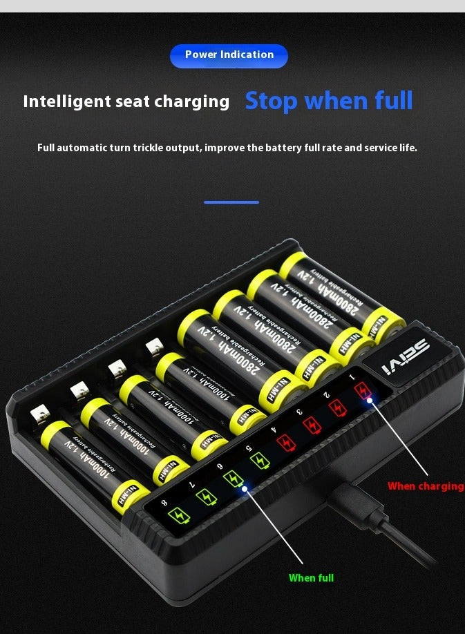 SEI SW-8N USB 8 Slot Multifunctional Smart Battery Charger for AA/AAA D/C Type 5/7 Rechargeable Batteries - Image 5