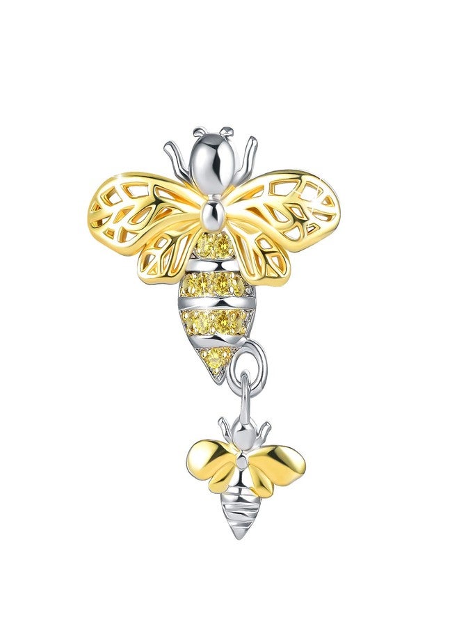 QeenseKc Queen Bee Insect Charm Animal Spacer CZ Bead for Pandora Bracelet Christams Gift - Image 1