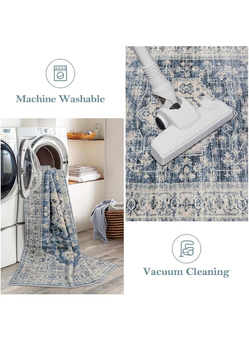 Retro Persian style living room coffee table bedroom carpet - anti slip, stain resistant, easy to clean, washable, soft and comfortable area carpet - Image 2