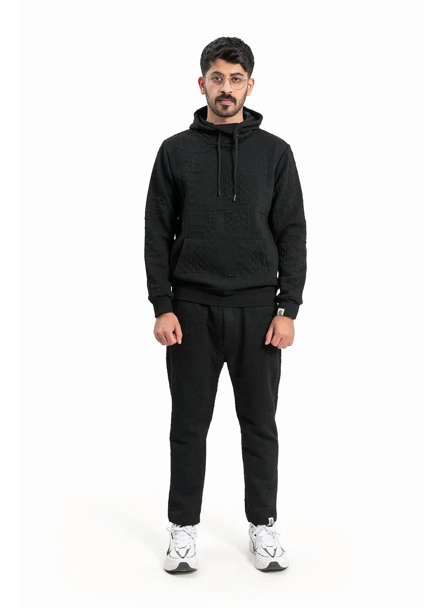 Wecre8 Men Black Hoodie and Pants Set by WECRE8