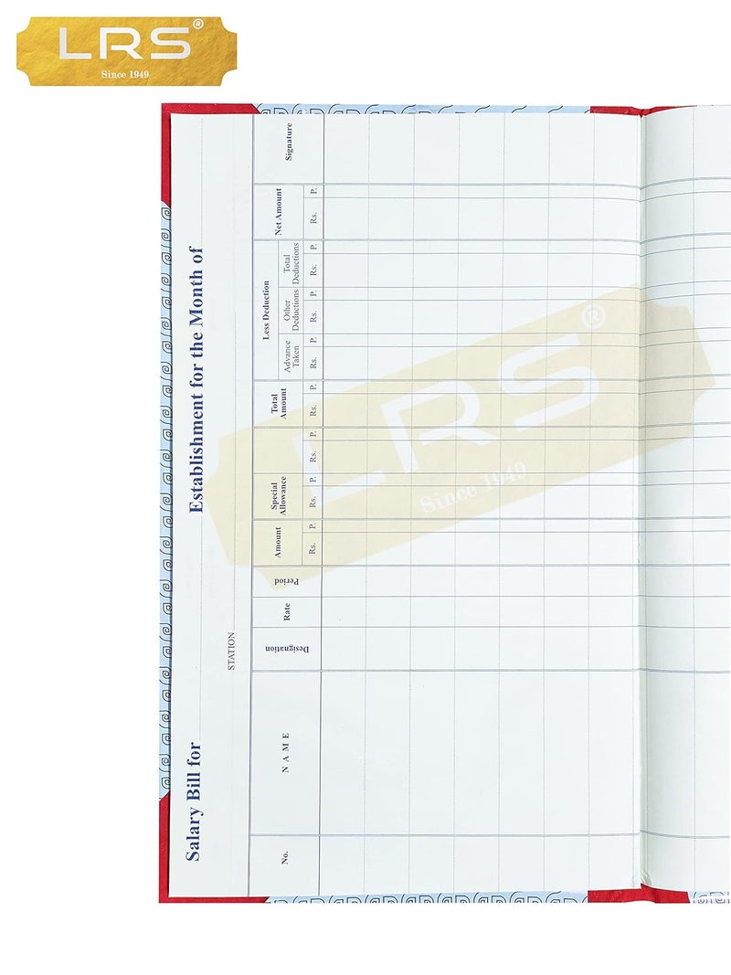 LRS سجل فواتير الرواتب - 32 × 20 سم - غلاف صلب - ورق دفتر 70 جرام (120 صفحة - عبوة من 1) - Image 3