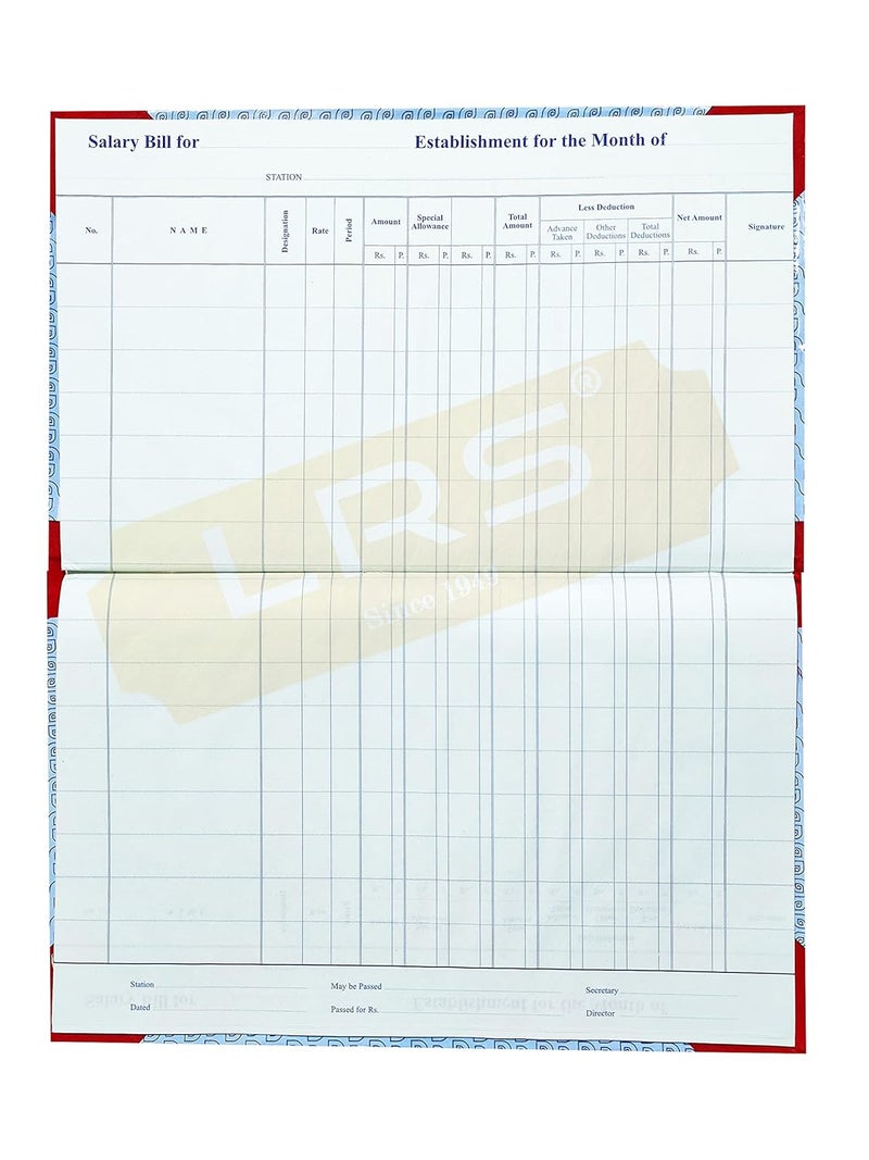 LRS سجل فواتير الرواتب - 32 × 20 سم - غلاف صلب - ورق دفتر 70 جرام (120 صفحة - عبوة من 1) - Image 1