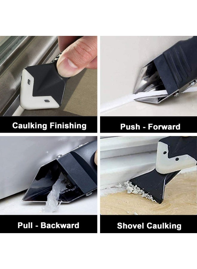 Silicone Caulking Tool Kit, 3 in 1 Caulk Remover & Grout Removal Tool, with 4pc Glass Glue Angle Scraper - Image 4