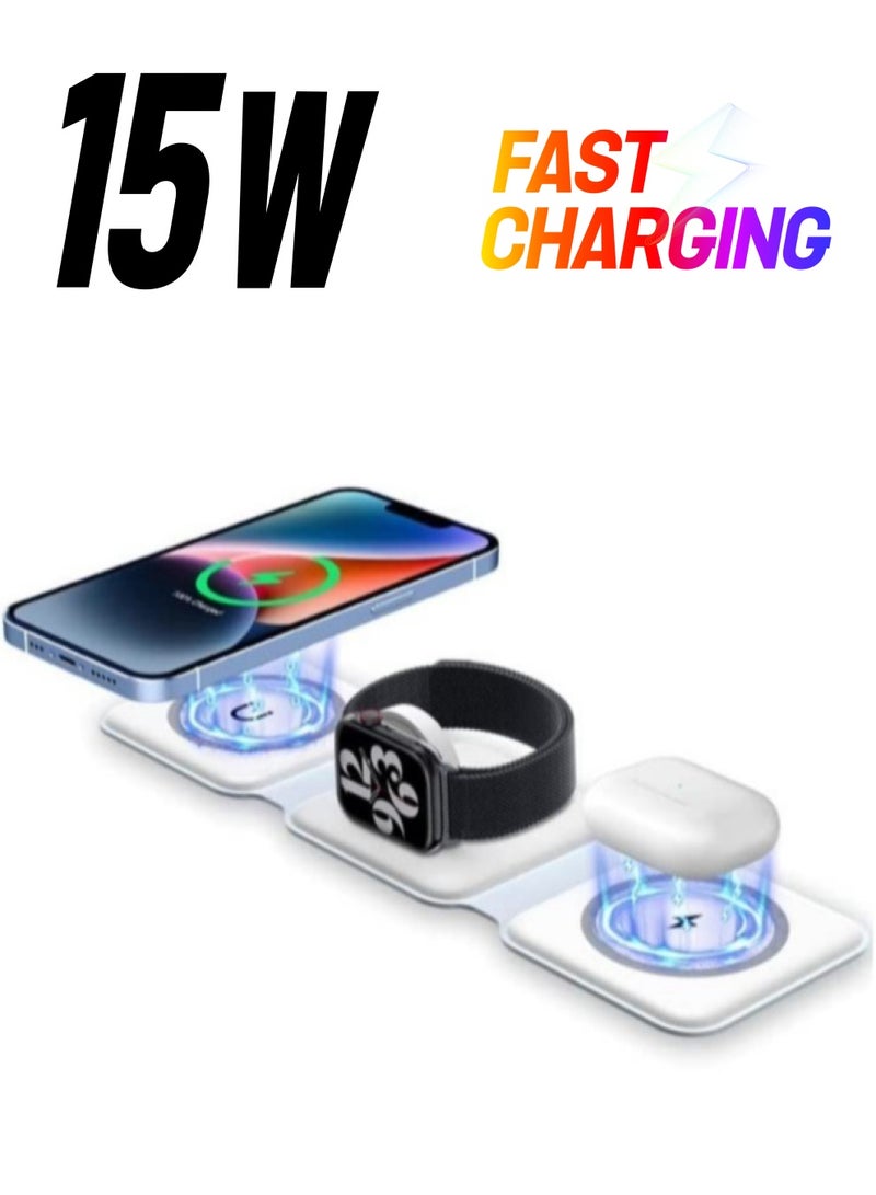 إلترازون Magnetic Foldable Ultra-Thin Mobile Phone Watch Stand Charger 15W - Image 1