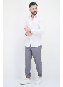 Scotch & Soda Men Modern Fit Plain Long Sleeves Dress Shirt, White  - Image 4