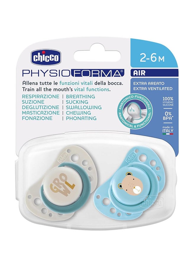 Chicco Pack Of 2 Physioforma Air Silicone Soother, 0 - 6 M, Blue  - Image 2