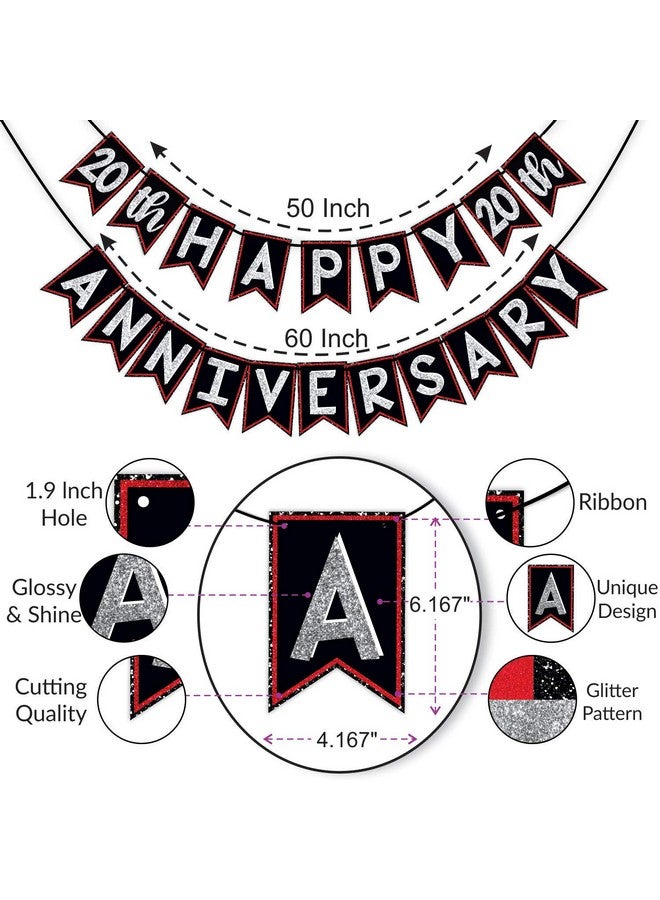 ووبوكس لافتة ووب بوكس للاحتفال بالذكرى السنوية العشرين، باللونين الأحمر اللامع والأسود، زينة لحفلات الذكرى السنوية - Image 3