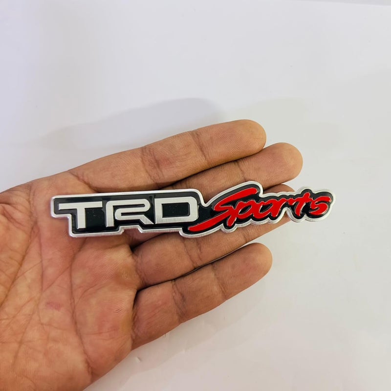AUTO MT Emblems for Car & Bike Metal Lo.go and Grill Me.tal Lo.go, Auto Accessories for Car Emblem 3D Badge Auto Racing Sport Sticker Grand Tourer Decal. (Silver RED TRD Sports Slim Sticker) - Image 2