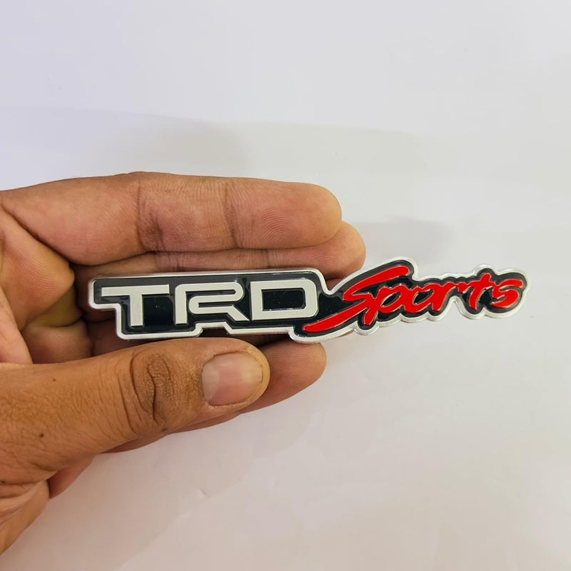AUTO MT Emblems for Car & Bike Metal Lo.go and Grill Me.tal Lo.go, Auto Accessories for Car Emblem 3D Badge Auto Racing Sport Sticker Grand Tourer Decal. (Silver RED TRD Sports Slim Sticker) - Image 3