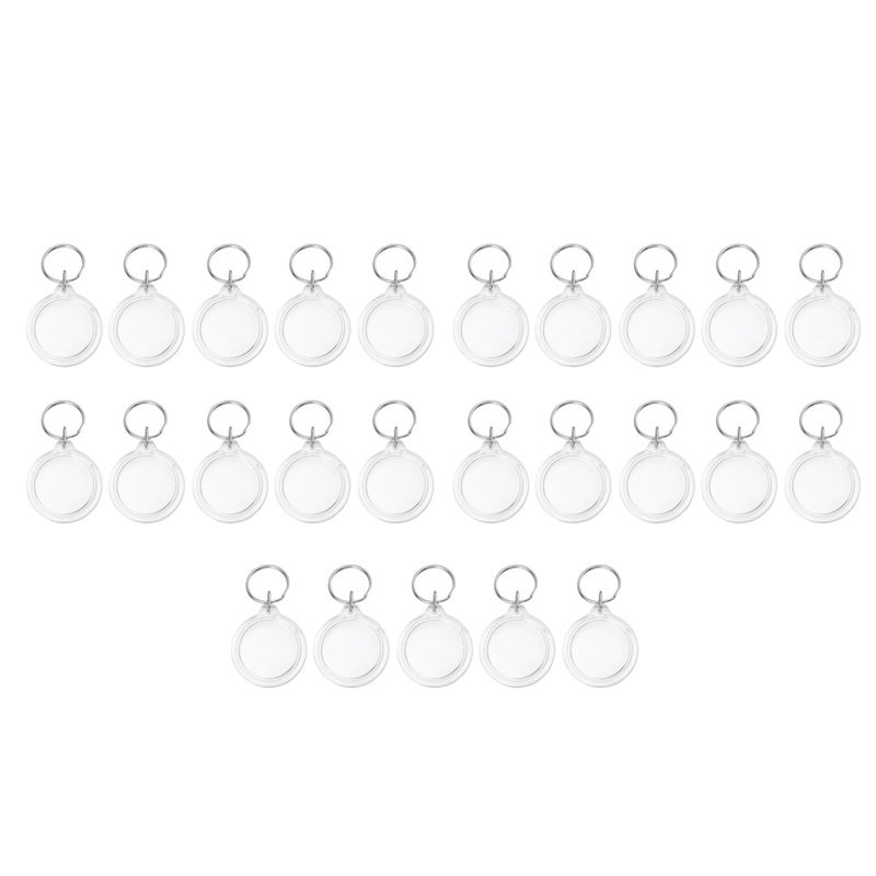 📦 حلقة مفاتيح شفافة بإطار أكريليك للتزيين 50 قطعة - Image 1