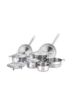 11 Piece Premium Stainless Steel 304 (18/10 Cr) tri-ply bottom cookware set, 1x14cm Saucepan, 1x16cm Casserole with Lid, 1x20cm Casserole with Lid, 1x20cm Low Casserole, 1x24cm Casserole with Lid, 1x20cm Frypan, 1x24cm Frypan, 1xFoldable Steam Insert (Fits 20-24cm) - pzsku/ZABB91E4C9D1103C3B3D7Z/45/_/1740742132/8fc329ef-21d9-4779-9dc2-e3364cd2bb7b