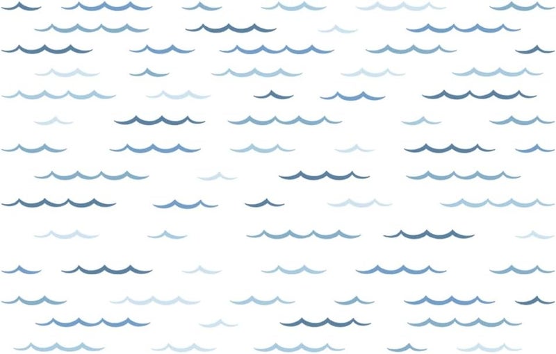 SUPERDANT Blue Ocean Waves Wall Stickers 100pcs Minimalist Sea Waves Wall Decor Curved Lines Sticker Vinyl DIY Decor Art for Kids Bedroom Baby Nursery Livingroom Home TV Background Decals 46x11in - Image 1