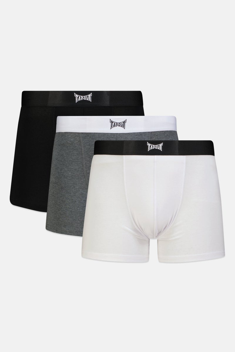 TapouT Men 3Pcs Brand Logo Boxers, Multicolor - Image 1