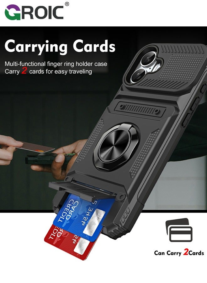 GROIC حقائب الهواتف المحمولة غلاف حماية كامل لآيفون 16 بلس، غلاف هجين متين مضاد للصدمات مع حاملة قابلة للدوران 360° من TPU وحواف واقية لحماية من السقوط - Image 2