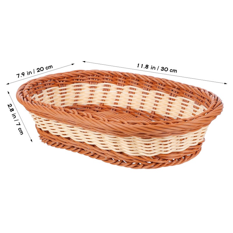 Oval Woven Plastic Storage Basket For Kitchen Fruit Vegetable And Bread Organizer - Image 3