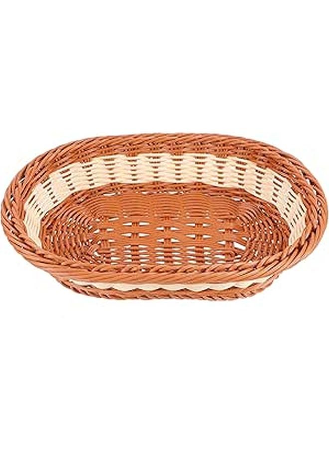 Oval Woven Plastic Storage Basket For Kitchen Fruit Vegetable And Bread Organizer - Image 1