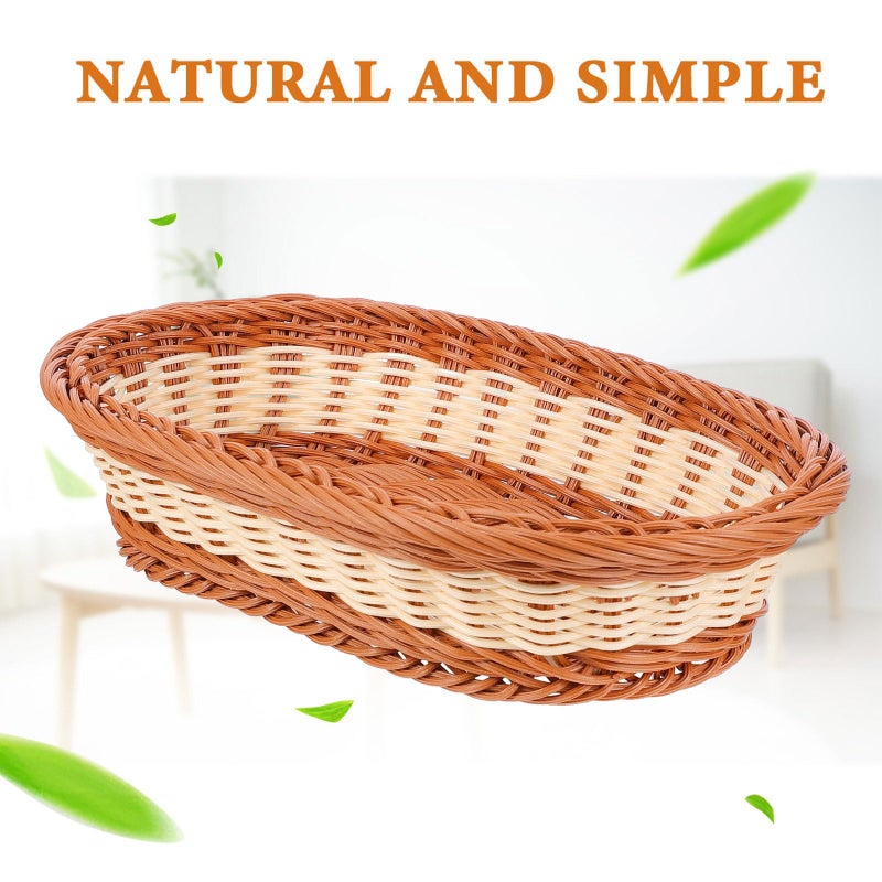 Oval Woven Plastic Storage Basket For Kitchen Fruit Vegetable And Bread Organizer - Image 4