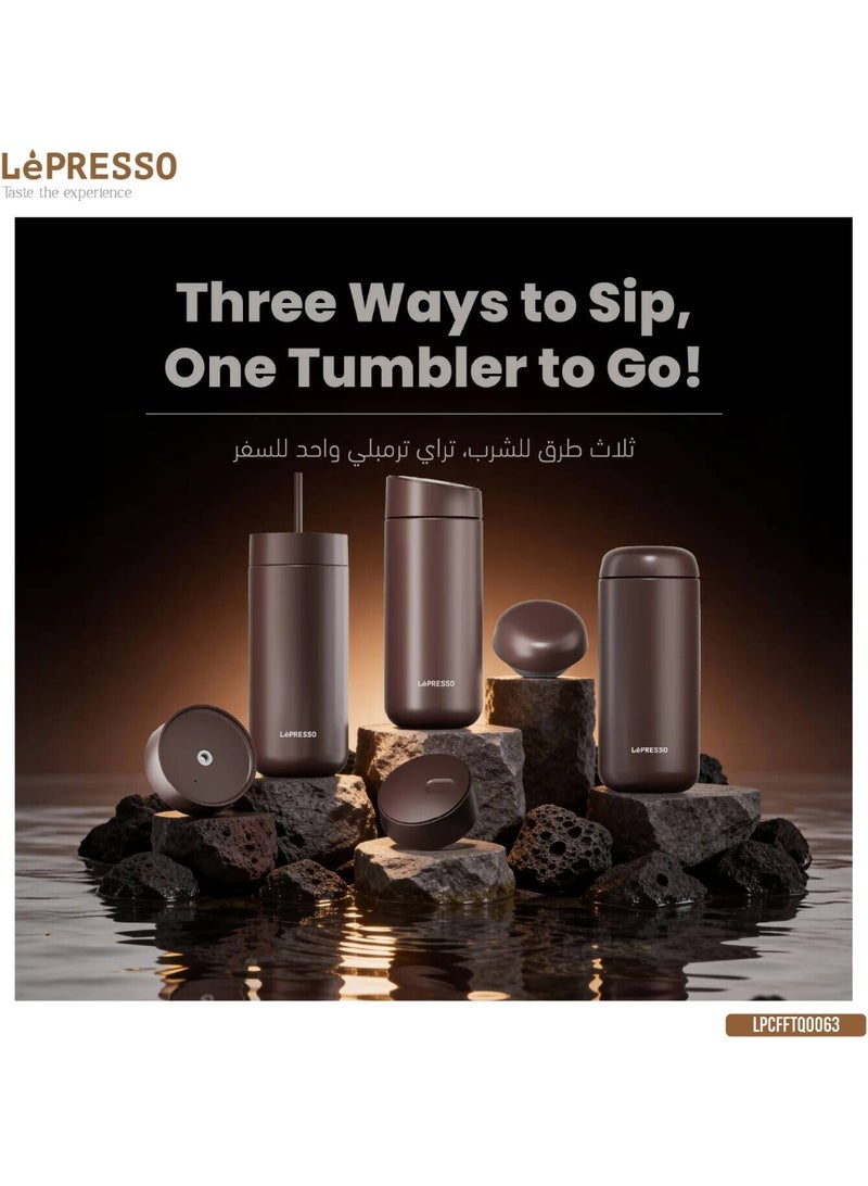 Lepresso Trio Tumbler 3-in-1 Insulated Hot & Cold Drink with TripleQuench Lid 520ml, Brown | LPCFFTQ0063BR - Image 3