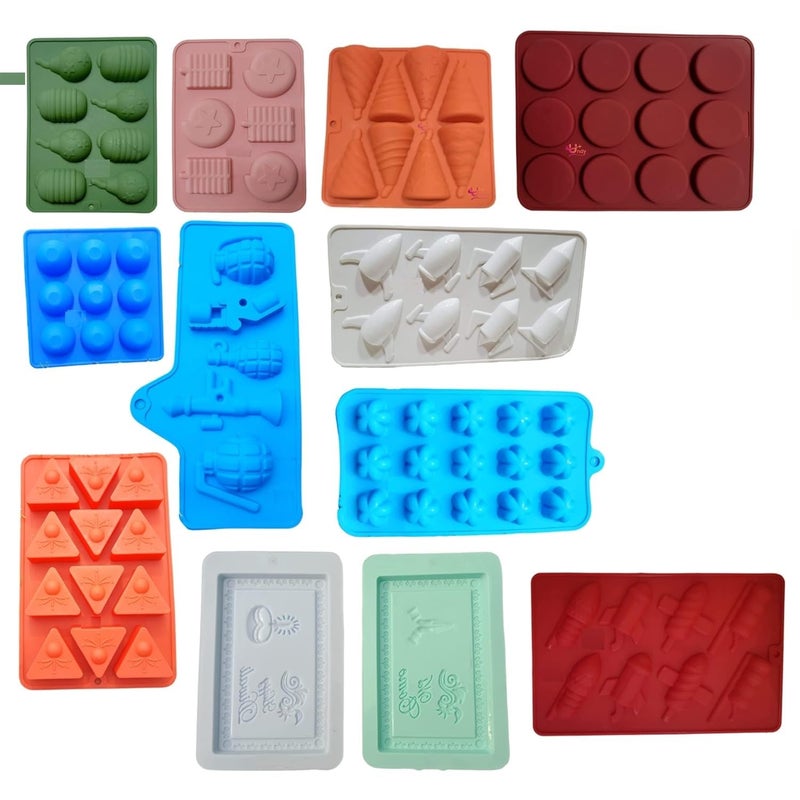 Undy Diwali Chocolate Mould Diwali Crackers Mold for Chocolate Making Multipurpose Mould for Cake garnishing Soaps Candles Set of 12 Pieces - Image 1