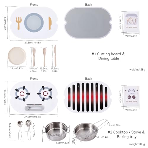 bopoobo 2in1 Sensory Table Kitchen Play Top Grill Stove with Plates MontessoriInspired Kitchen Helper Tray Tiny Chefs Ultimate Kitchen Station DoubleSided Sensory Play Fun - Image 3