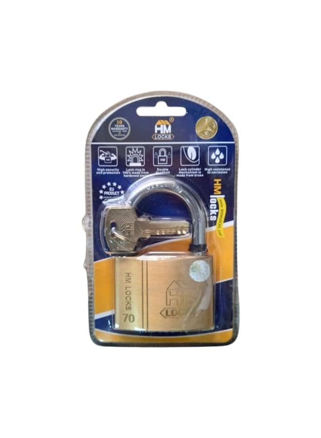 PROMASS MSM High Security Pad lock 70 MM, Double Deadbolt, Hardened Steel Ring, Brass Cylinder, Corrosion Resistant  - Image 2