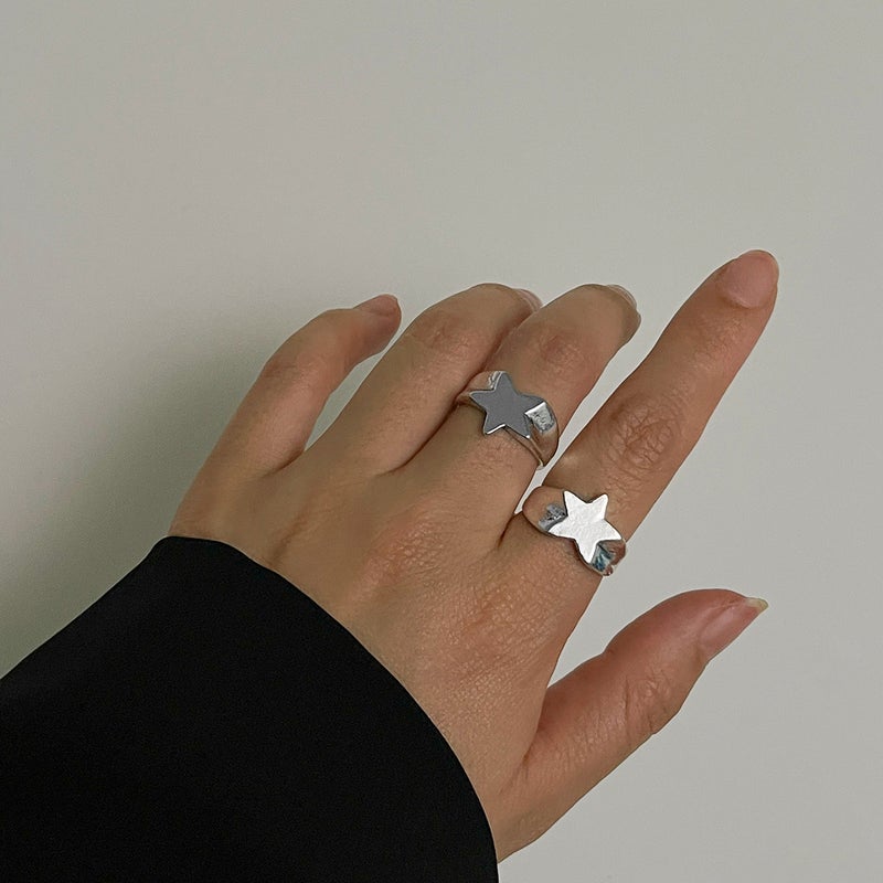 SHIXIN European and American Cross-Border Accessories: Minimalist 3D Star Rings with English Letter Openings - Image 5