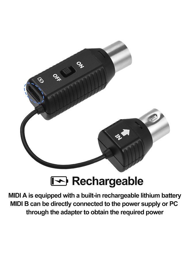 M-VAVE - MS1 Mini Wireless Transmission System MIDI System MIDI Wireless Adapter Plug and Play Support for Devices with MIDI Interface - Image 1