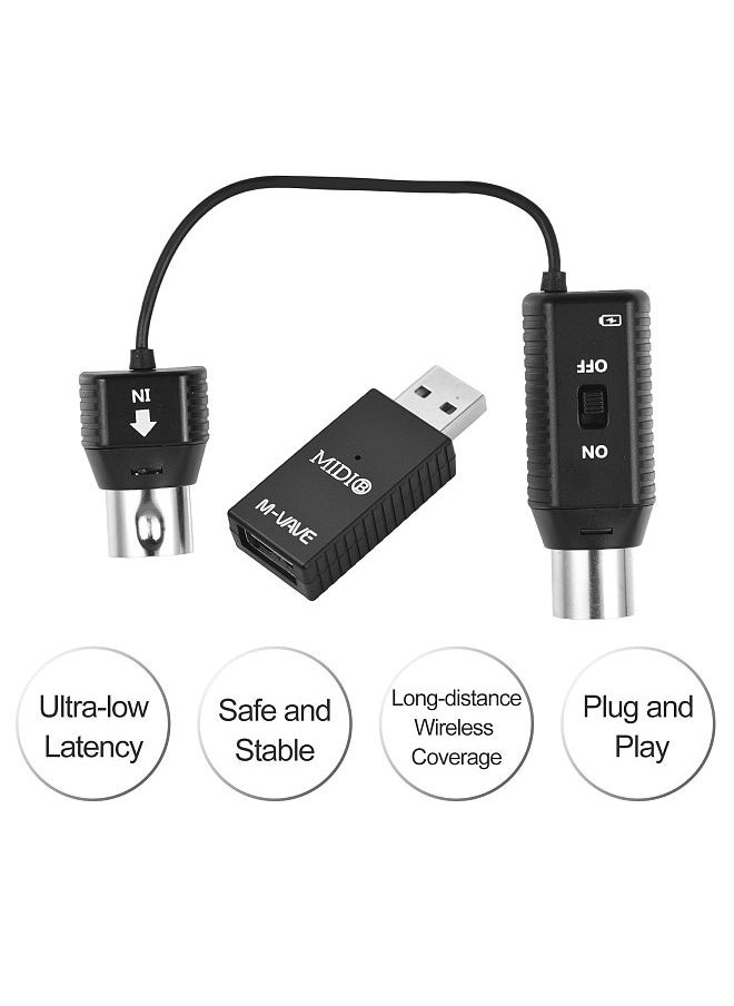 M-VAVE - MS1 Mini Wireless Transmission System MIDI System MIDI Wireless Adapter Plug and Play Support for Devices with MIDI Interface - Image 1