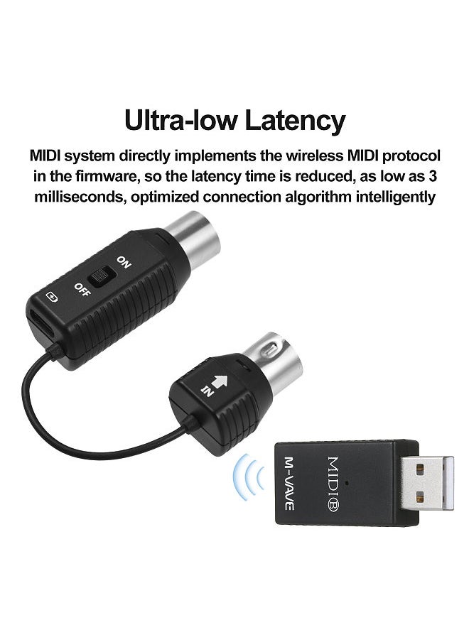 M-VAVE - MS1 Mini Wireless Transmission System MIDI System MIDI Wireless Adapter Plug and Play Support for Devices with MIDI Interface - Image 1
