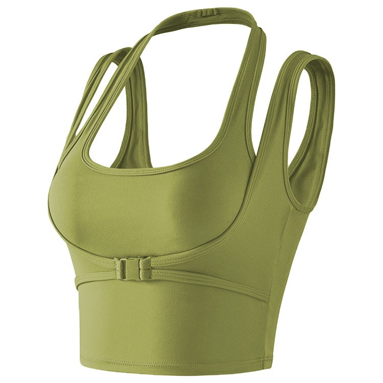 fake two pieces of sports underwear female receiving breast support fitness bra shock yoga beauty - Image 1