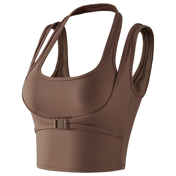 fake two pieces of sports underwear female receiving breast support fitness bra shock yoga beauty - Image 3