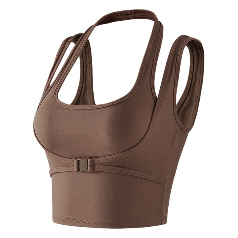 fake two pieces of sports underwear female receiving breast support fitness bra shock yoga beauty - Image 2