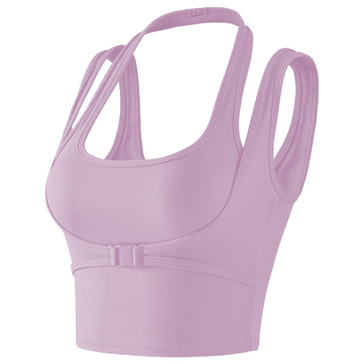 fake two pieces of sports underwear female receiving breast support fitness bra shock yoga beauty - Image 4