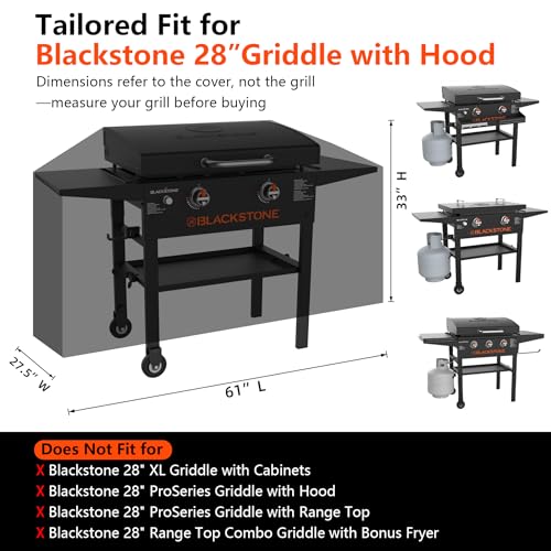 GuardKove Griddle Cover for Blackstone 28" Griddle with Hood, 2026 Upgraded 1000D Heavy Duty Waterproof Flat Top 5483 Grill Cover, Tear & Fade Resistant with Buckle & Air Vents, Fits Blackstone 2 Burner Griddle - Image 2