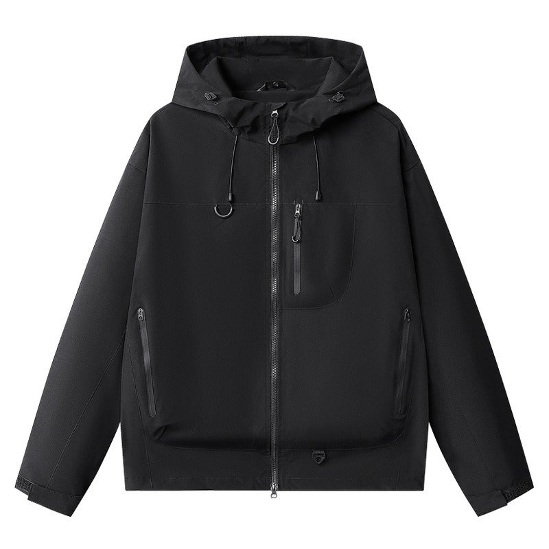 Qi Ta 7870 Outdoor Windproof Waterproof Hooded Jacket for Men Women Youth – Softshell Cargo Mountaineering Windbreaker - Image 1