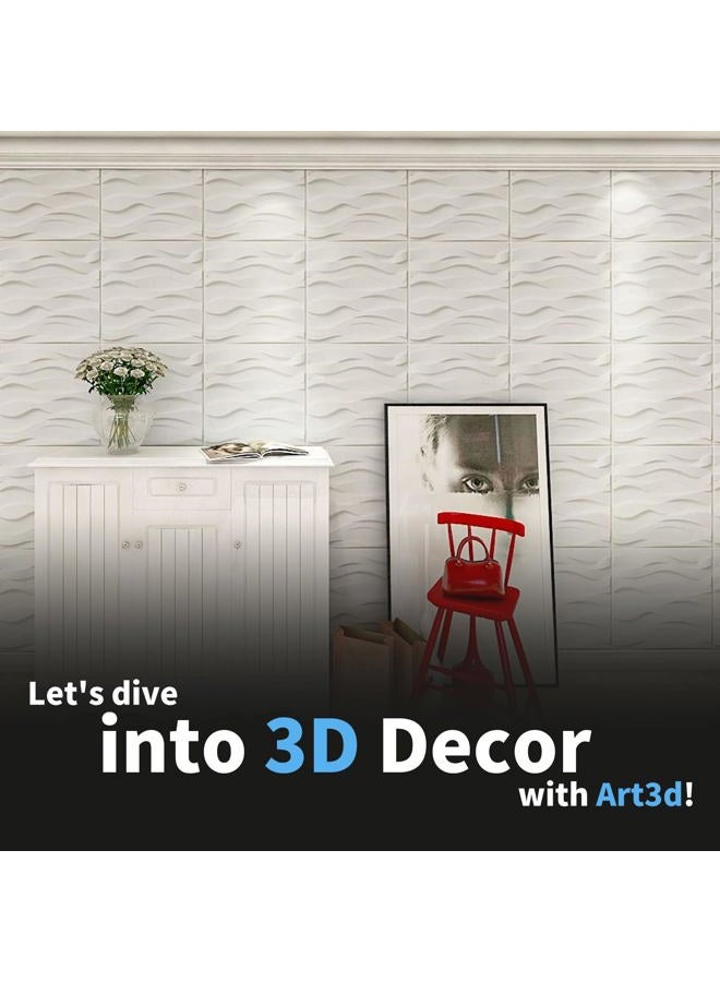 Art3d لوحة جدارية ثلاثية الأبعاد زخرفية، 32 قدم مربع من ديكور الجدران الداخلية من PVC لغرفة المعيشة، غرفة النوم، الردهة، المكتب، مركز التسوق، أبيض - Image 4