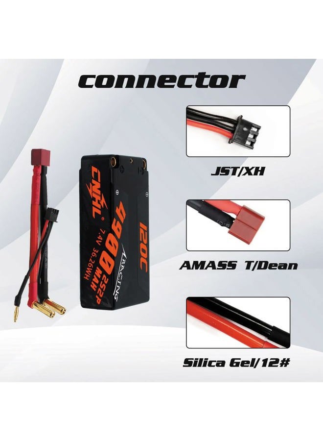 CNHL 4900mAh 2s Shorty Lipo Battery 7.4V 120C Hard Case with 5mm T Deans Plug for Axial Capra,RC 1/10 Scale Vehicles Car Trucks Boats Enduro RB10 RC10 - Image 3