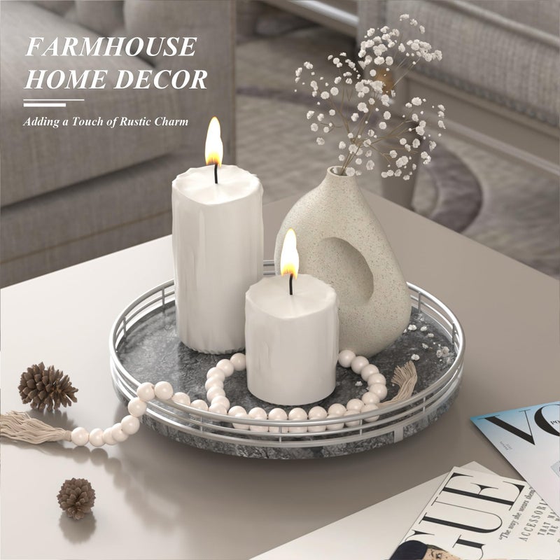 AMH Gray Marble Lazy Susan Turntable for Table Top â€“ 10â€ Round Marble Tray Organizer for Dining Table, Kitchen Countertop & Bar, Luxury Stone Serving Tray with Silver Frame - Image 3