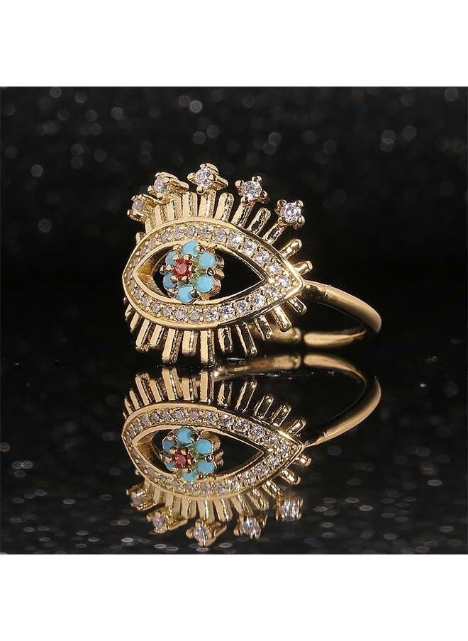 DURKU - Gold Evil Eye Rings Mountain Ring Stackable Ring Open Wrap Ring - Image 1