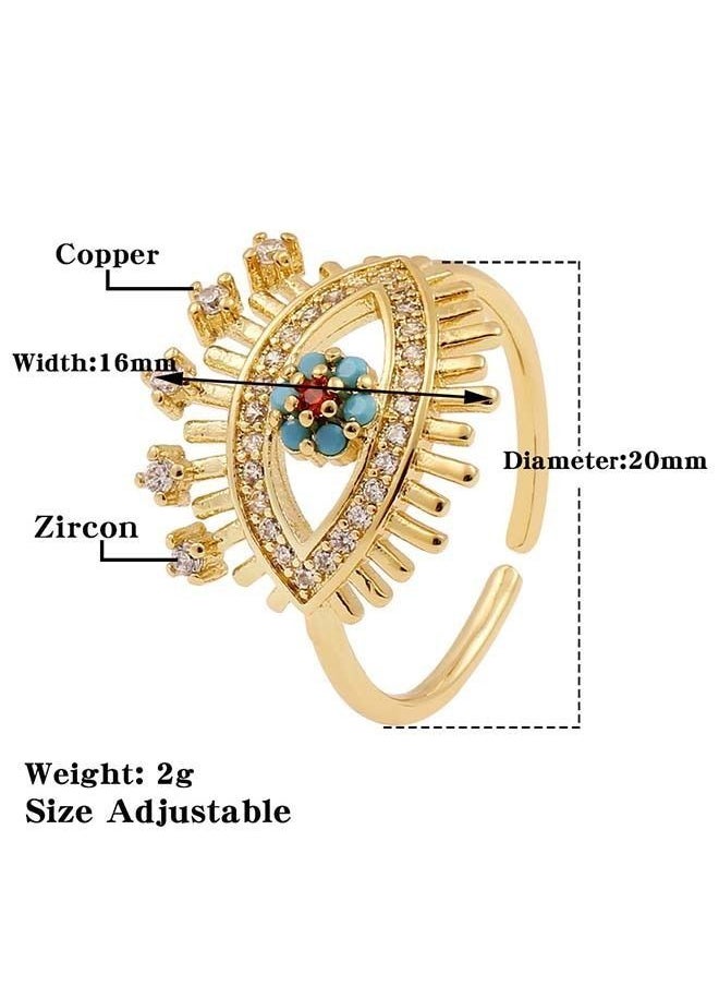 DURKU - Gold Evil Eye Rings Mountain Ring Stackable Ring Open Wrap Ring - Image 1