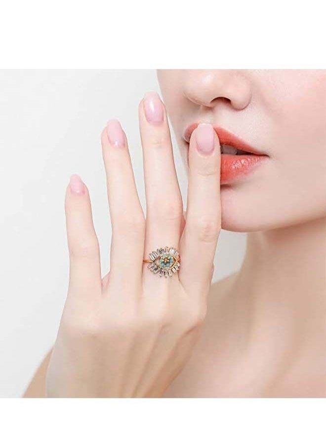 DURKU - Gold Evil Eye Rings Mountain Ring Stackable Ring Open Wrap Ring - Image 1