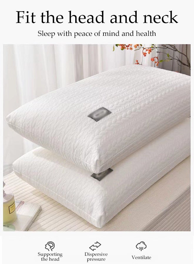 DUNISO 1 Pair of Knitted Cotton Massage Pillow Ergonomically Comfortable Sleep Pillows Medium Support Polymer Rebound Pillow Breathable Soft Washable 3D Structured Protect Cervical Spine Pillow for Neck, Back, Side Sleepers - Image 3
