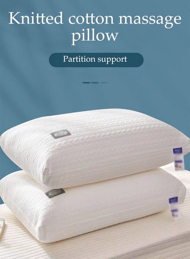 DUNISO 1 Pair of Knitted Cotton Massage Pillow Ergonomically Comfortable Sleep Pillows Medium Support Polymer Rebound Pillow Breathable Soft Washable 3D Structured Protect Cervical Spine Pillow for Neck, Back, Side Sleepers - Image 2