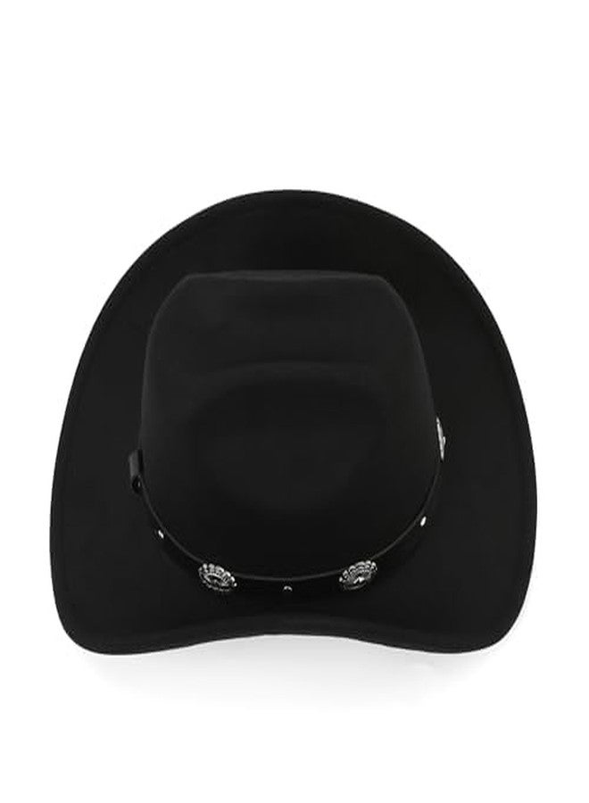 CXQRR Classic Black Western Felt Roll Up Brim Cowboy and Cowgirl Hat for Women and Men - Decoration with Western Belt Bukle - Image 5