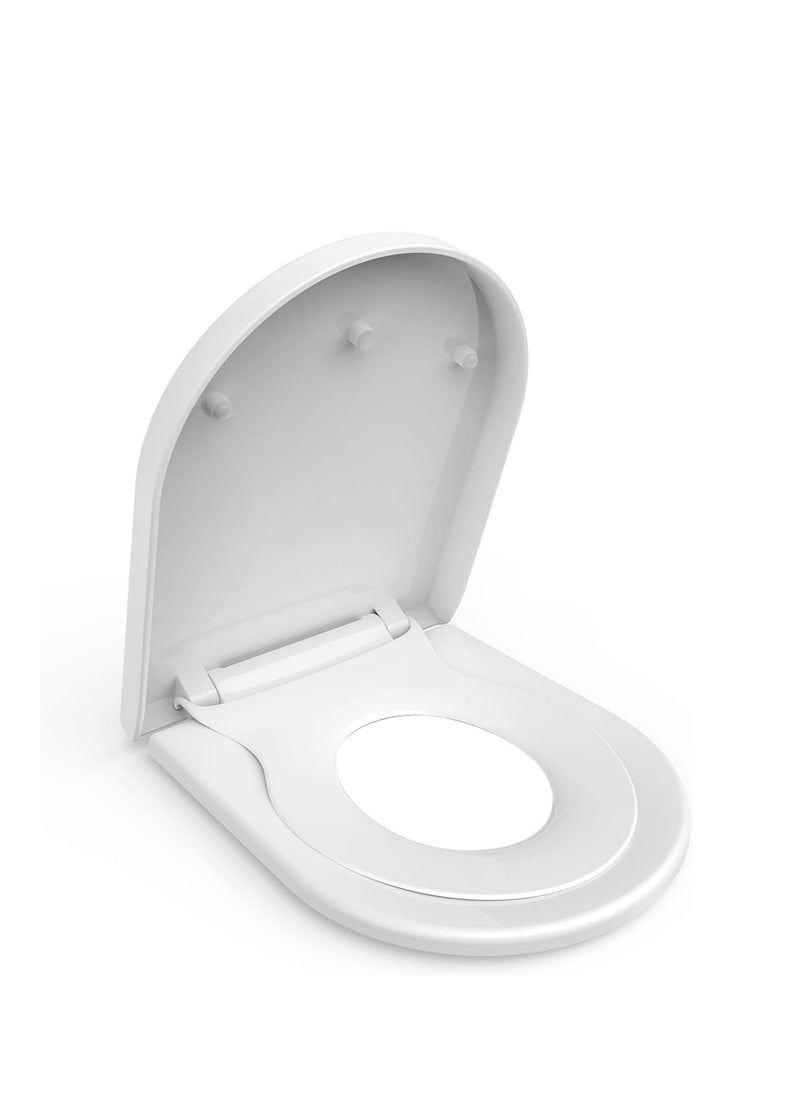 SYOSI - 2-in-1 Elongated Toilet Seat, Family Toilet Seat with Child Seat Built-in, Training Toilet Seat for Toddlers, Soft Close& Quick Release Function, for Adult and Child - Image 1