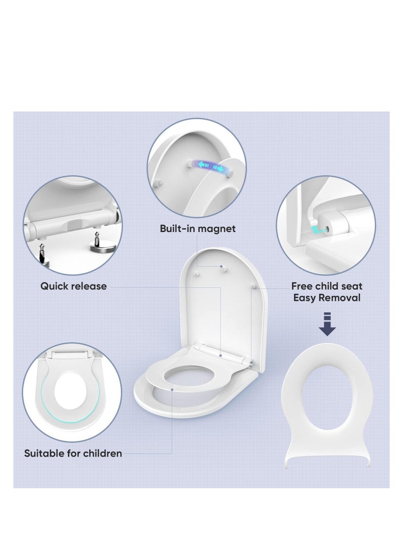 SYOSI - 2-in-1 Elongated Toilet Seat, Family Toilet Seat with Child Seat Built-in, Training Toilet Seat for Toddlers, Soft Close& Quick Release Function, for Adult and Child - Image 1