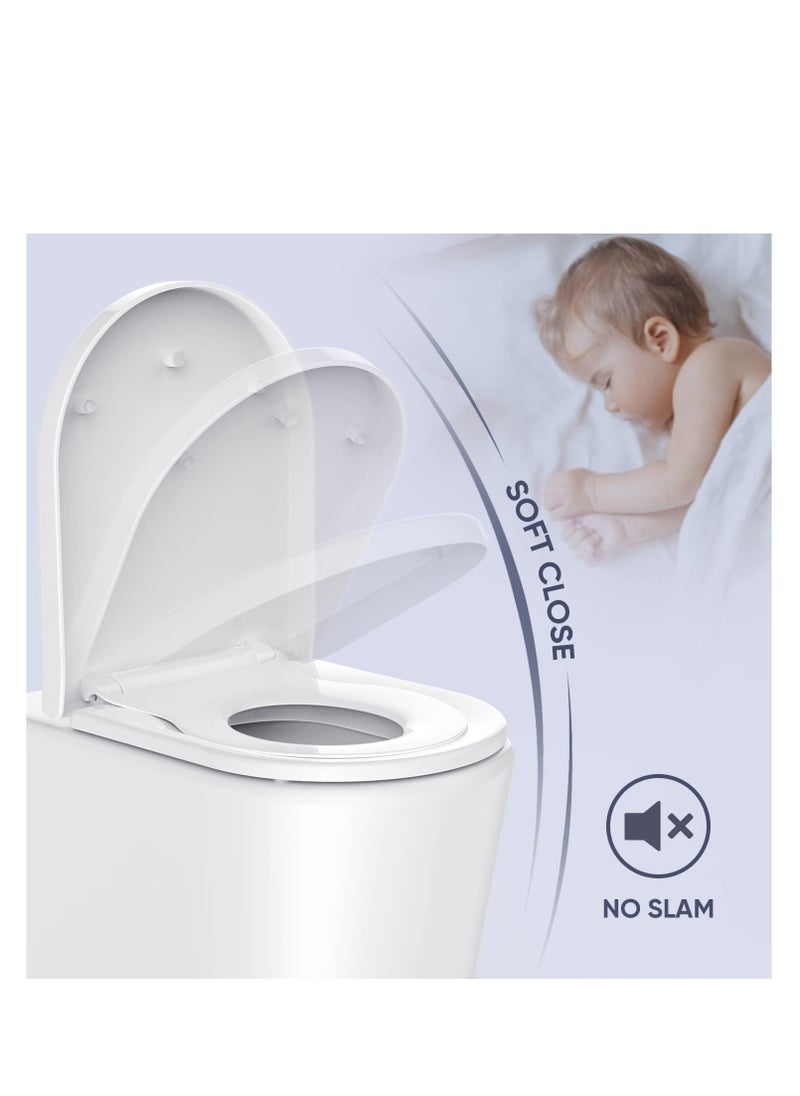 SYOSI - 2-in-1 Elongated Toilet Seat, Family Toilet Seat with Child Seat Built-in, Training Toilet Seat for Toddlers, Soft Close& Quick Release Function, for Adult and Child - Image 1